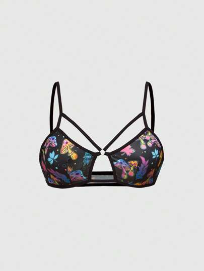 Fairycore سوتيان للنساء بنقشة فطر بطريقة الصباغة المربوطة اللاسلكي مثير