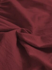 LanaWest Vestido de peto ajustable con encaje floral y parches de 100% algodón para mujeres - Burdeos - Ver 6