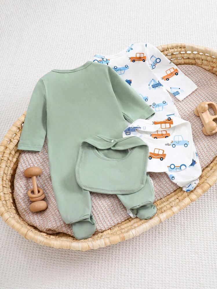 زوج من طقم بذلة كاملة بنقشة سيارة ذات كم طويل مع ش...