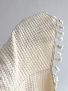 Elamini Top sin mangas con estilo de poncho y bajo con flecos en contraste, para primavera/verano