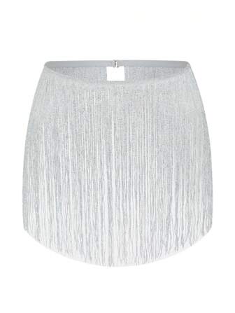 SHEIN Minikjol med tofsdekor för kvinnor, sexig och lämplig för fester