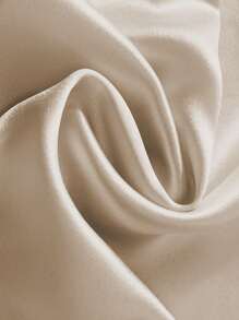 Franclia 女士优雅知性缎面开衩铅笔裙 - 杏色 - 查看 5