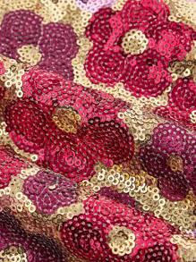 SHEIN MOD Fuchsia Sequin Embroidered Romantic Party Mini Dress For Women - Hot Pink - View 4