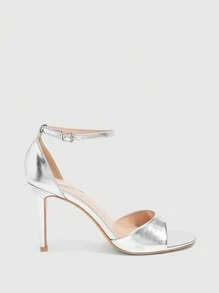 CUCCOO SZL 女士尖头细高跟银色简约时尚性感派对婚礼高跟凉鞋 - 銀色 - 查看 4