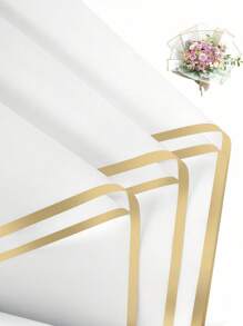 Giấy gói hoa - Giấy gói hoa chống thấm Gold Edge - Giấy gói hoa phù hợp cho sinh nhật và đám cưới - Vàng trắng - Xem 7