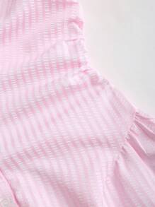 Sweetra Sweet & Fresh Pink Short Sleeve Shirt Dress, Slimming Waist Design, Elegant Lady Shirtdress, Summer New Arrival - Pink - View 3