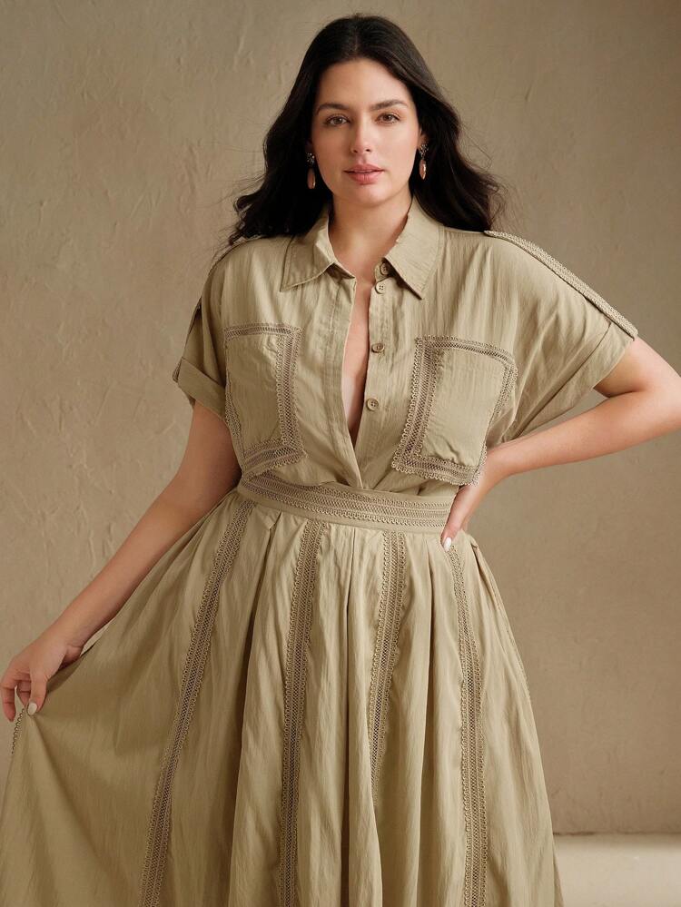 Ensemble blouse et jupe en dentelle matelassée pour femmes grandes tailles, printemps/été. Tenue décontractée pour vacances