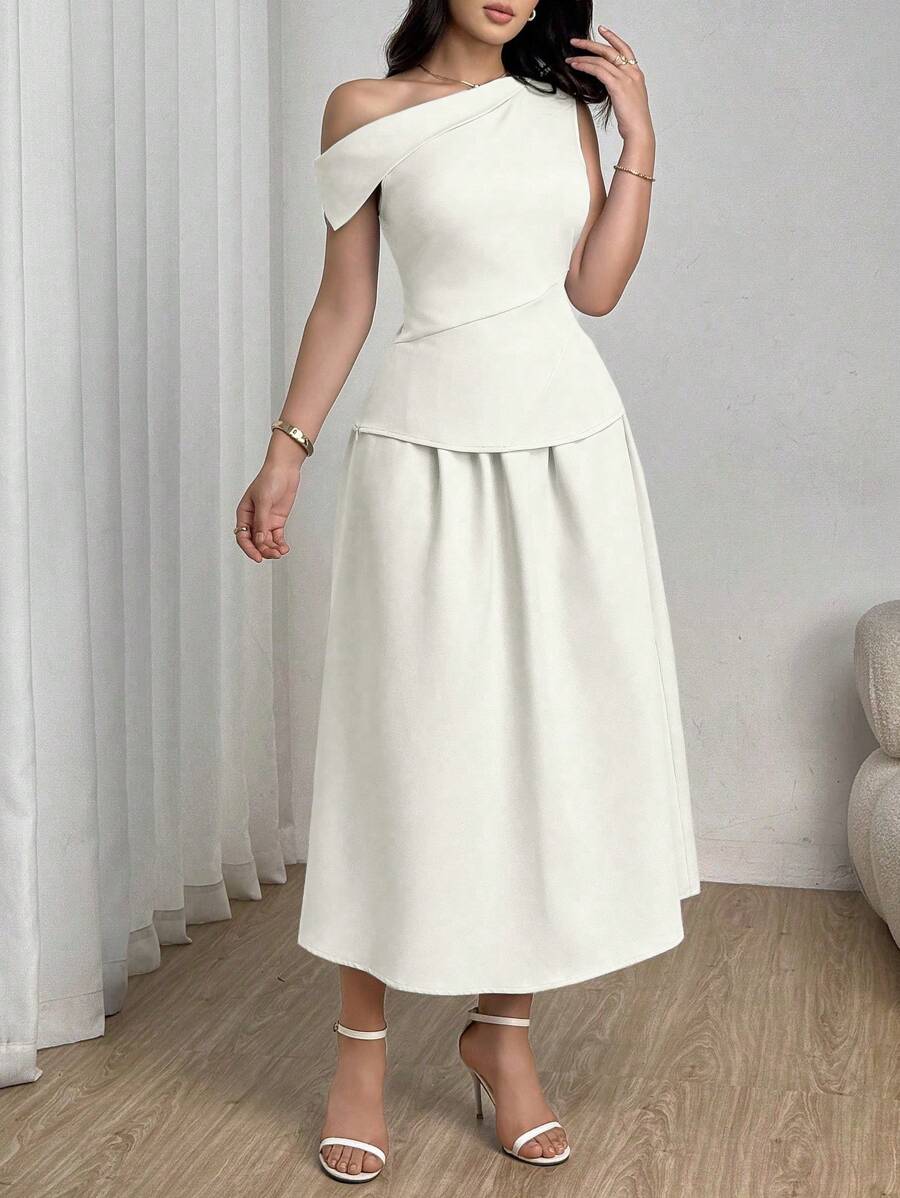 Modelyn Women 2 Pieces Elegant Set: Sleeveless Top & Midi Skirt, Summer