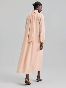 Ontre Đầm dài tay cổ lọ màu trơn thanh lịch phong cách công sở cổ điển mùa xuân/hè 2026SS dành cho nữ - Màu Hồng baby - Xem 3