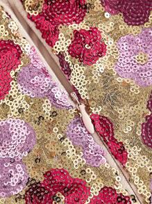 SHEIN MOD Fuchsia Sequin Embroidered Romantic Party Mini Dress For Women - Hot Pink - View 3