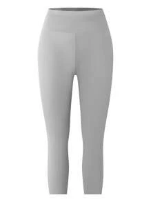 SHEIN LUNE Plus Size Women Casual Elastic Fitted High Waist 7/8 Leggings With Pockets, Suitable For Sports & Fitness