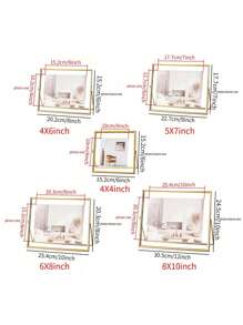 1pc Transverse Golden Metal Photo Frame, Photo Desktop Decorative Frame, Black Acrylic Transparent Stand Photo Frame, Fall Farmhouse Room Decor Gifts Birthday Graduation