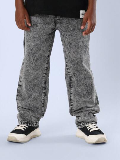 SUMWON Straight Fit Youth Boys Fashion Jeans Modern Casual Everyday School Denim Pants Bottoms Street Style Year Round Comfort