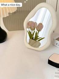 1 件，不对称云镜奶油风格宿舍卧室桌面不对称梳妆镜最佳礼物生日毕业