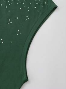 ROMWE MEN Street Life Camiseta de tirantes holgada de cuello redondo con adornos de rhinestones para hombre, ideal para el verano - Verde - Ver 5