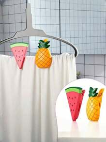 SHEIN 2pcs Beach Towel Clip Summer Portable Chair Holder Large Plastic Clothes Clip Parrot Watermelon Flamingo Ice Cream Pineapple Cactus Coconut Tree Style Clothesline, Graduation Season, Back To School Season Towel Clip - Multicolor - View 5