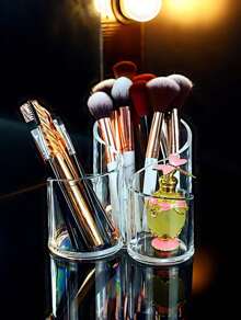 SHEIN 1 hộp đựng đồ trang điểm bằng nhựa, hộp trong suốt hiện đại, thích hợp cho gia đình, bãi biển ngày lễ, bộ sưu tập phòng tắm, bộ sưu tập phòng ngủ, quà tặng Ngày của Cha, hộp đựng cọ trang điểm, hộp đựng mỹ phẩm và giá đựng bút, thích hợp cho bàn làm việc văn phòng, hộp đựng đồ để bàn và phụ kiện bàn trang điểm, thích hợp làm quà tặng ngày lễ Giáng sinh - Trong sáng - Xem 3