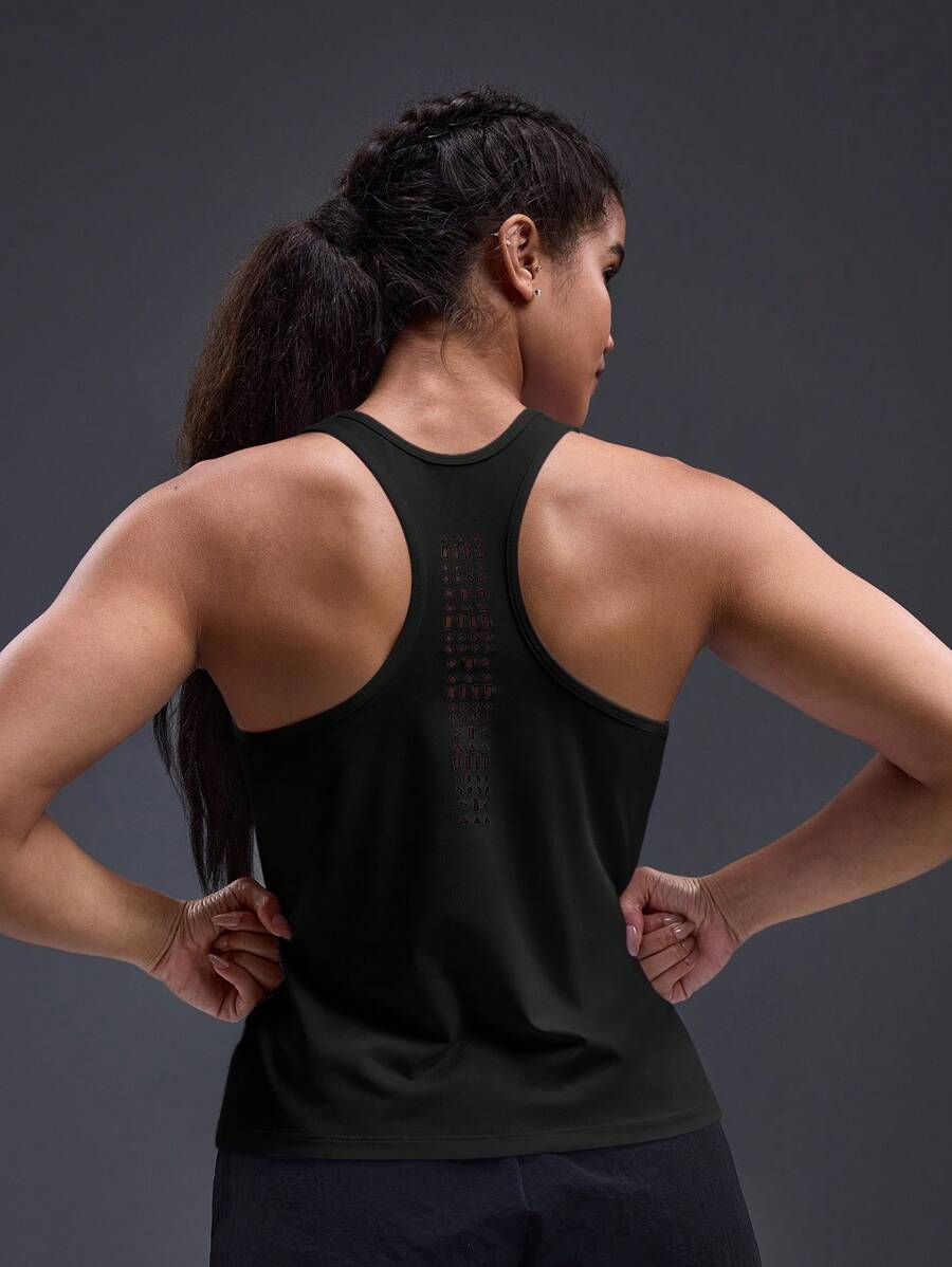 Powerista Cutout Racerback Sports Tank Top - Black - View 1