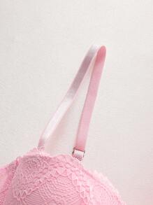 SHEIN 5件套女士蕾丝内衣文胸带钢圈，可拆卸胸垫