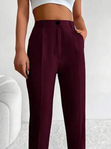 RueChic Solid Zip Up Suit Pants - Red Violet - View 5
