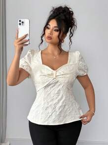 Elenzga Elegante, gemusterte Blusen in Große Größen für Frauen mit Puffärmeln