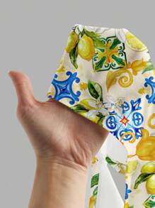 SHEIN EZwear Casual Lemon & Floral Allover Print Fitted Camisole Maxi Dress, Suitable For Summer, Beach, Seaside,Boho Clothes Women Suitable For Going Out Chic Dress - Multicolor - View 8