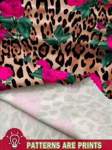 Slaydiva Plus Size Summer Casual Full Print Jumpsuit Suitable For Going Out Leopard Print - Hot Pink - View 3