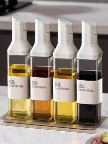 1 件 500 毫升厨房橄榄油分配器瓶、自动翻转醋分配器、防漏酱油分配器、玻璃调味瓶、防滴漏喷嘴烹饪分配器、玻璃瓶 - 白色 - 查看 5
