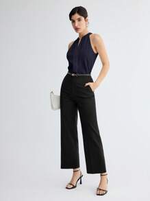 BizChic Áo tank top nữ cổ yếm khoét lỗ màu trơn, phong cách thanh lịch tối giản, thường ngày, đi làm, hẹn hò, du lịch, ngày Độc lập, mùa tốt nghiệp, lễ hội âm nhạc, tôn dáng, đa năng, cao cấp, mùa hè, giao lưu, lễ hội, tiệc tùng, dạo phố, bãi biển, văn phòng, vintage Pháp, tươi mới - Màu xanh hải quân - Xem 10