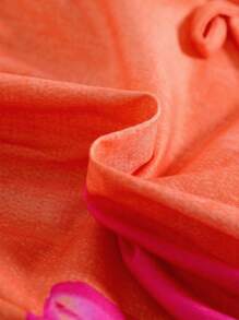 SHEIN Baby Girls' Sweet & Cute Tie-Dye Style Orange Dress, With Floral Pattern And 3D Bow Decor On Side, Distinctive Basic Daily Dress For Toddlers - Orange - View 8