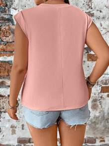 EMERY ROSE 大码纯色圆领休闲盖袖T恤，夏季百搭