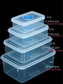 Set Kotak Penyimpanan Makanan Segar Empat BagianKotak Penyimpanan KulkasHadiah Suvenir Acara Skala BesarSet Wadah Makanan Microwave - Clear - View 5