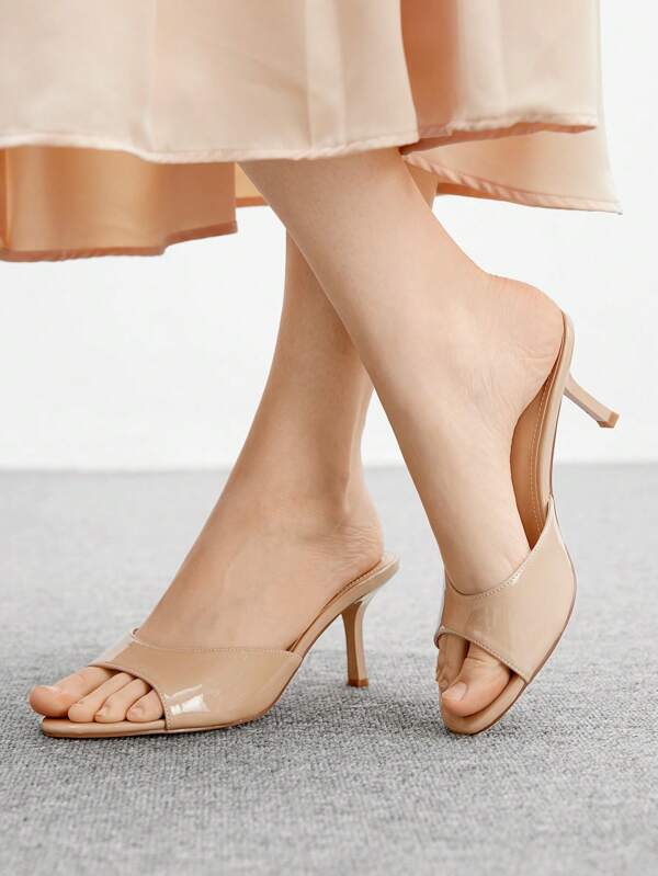 CUCCOO BIZCHIC Apricot Women's Round Toe Elegant Slim High Heels, Simple Commuting Style Peep Toe Sandals