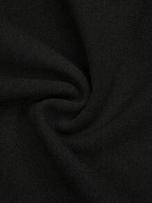 SHEIN PETITE 大码时尚休闲修身喇叭裤通勤裤，短款，夏季 - 黑色 - 查看 3