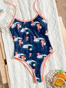 The White Lotus Swim Vcay 1pc Fashion All-Over Floral Print Tied-Edge Swimsuit, Summer Beach Hot Selling Item - Multicolor - View 7