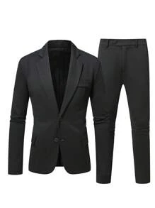 Manfinity Mode Conjunto de 2 piezas para hombre talla grande: chaqueta y pantalón de unicolor