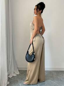 INAWLY Set de 2 piezas de top de tirantes y pantalones de unicolor casual para mujer, simple y de moda para uso diario