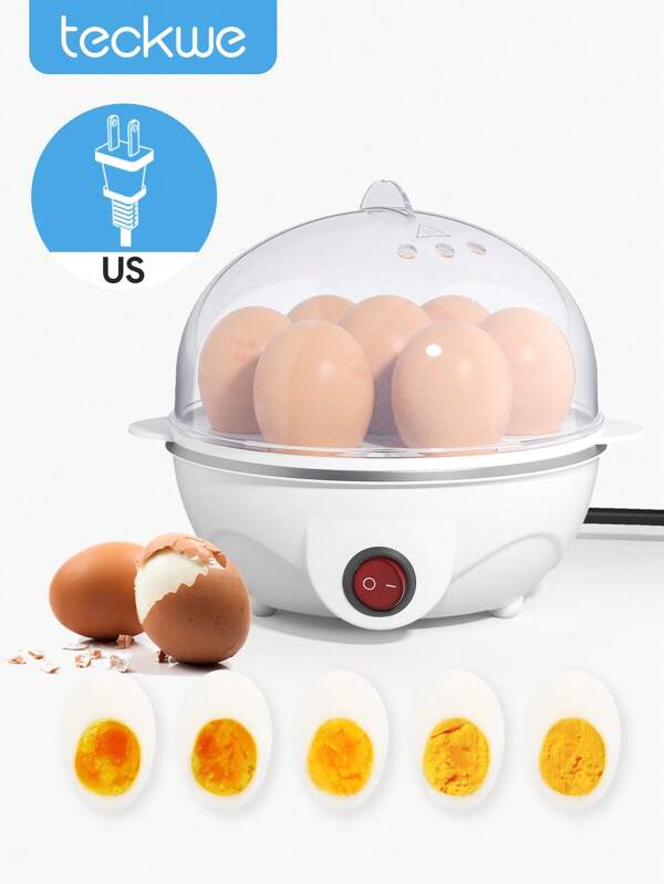 Teckwe Rapid Egg Cooker, 7 Egg Capacity Electric Egg Cooker For Hard Boiled Eggs, Poached Eggs, Scrambled Eggs, Or Omelets With Auto Shut Off Feature-US Plug