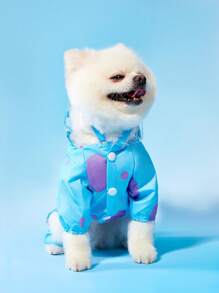 PETSIN Lindo y divertido diseño de monstruo peludo turquesa Ropa exterior impermeable y a prueba de viento para perros/gatos pequeños y medianos, con orificio para correa, adecuado para uso en exteriores en primavera/verano - Multicolor - Ver 8