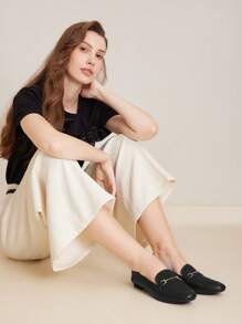 MOTF PREMIUM PU LEATHER METAL DECOR LOAFER FLAT SHOES FOR CHRISTMAS - Black - View 7