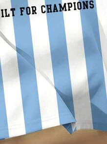 SHEIN 青少年男孩休闲简约足球/阿根廷设计短袖圆领 T 恤，适合夏季