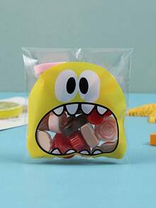 100 Disposable Candy Storage Bags, Cartoon Pattern Random Color Packaging Bag School Supplies Food Bag Food Box Suitable For Candies, Chocolates, Biscuits, Etc. - 彩色 - 查看 2