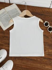 SHEIN 男童休闲无袖印花背心，白色，夏季 - 白色 - 查看 2