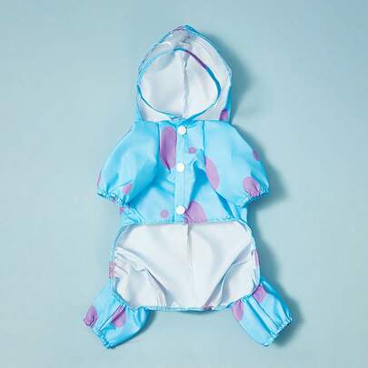 PETSIN 可爱有趣的绿松石毛茸茸怪物设计中小型犬/猫防水防风外套，带牵引绳孔，适合春夏季户外使用