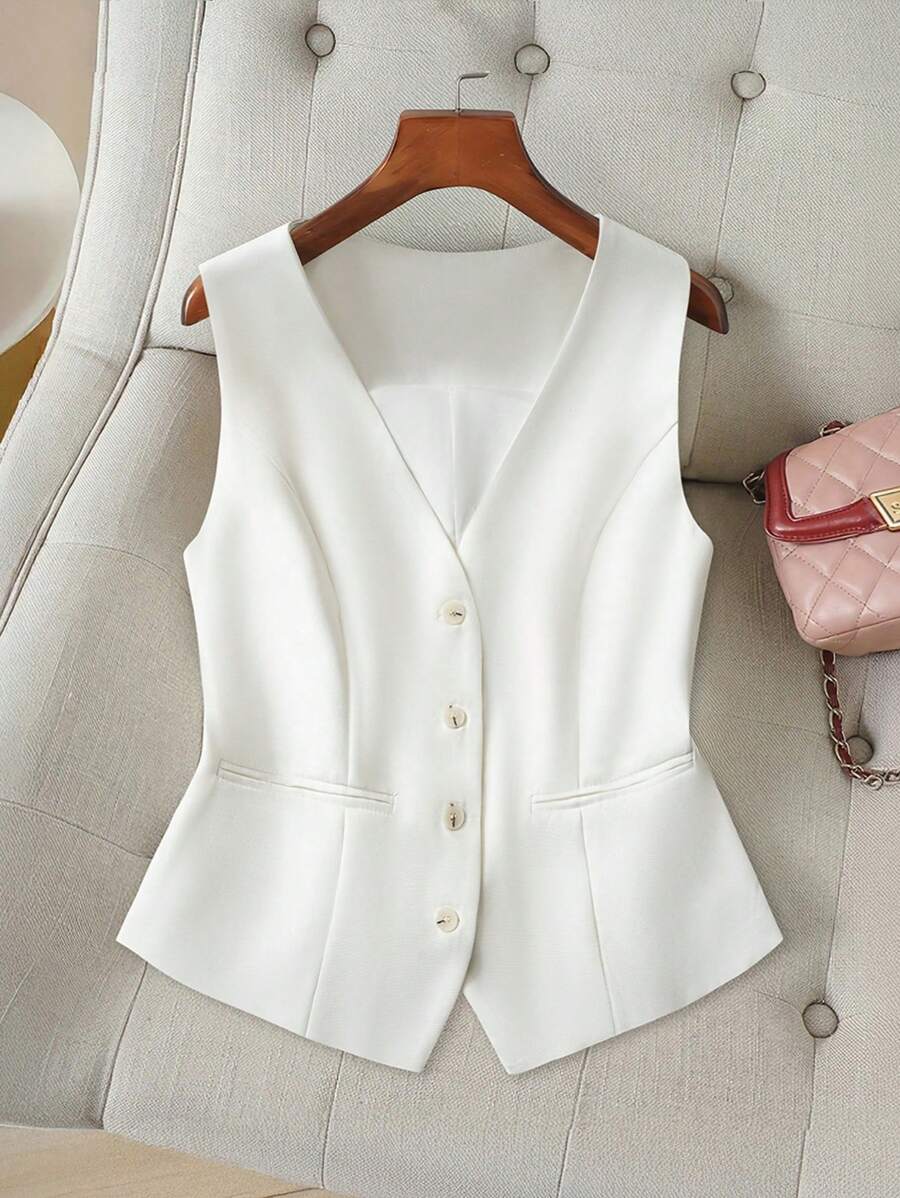 GlowEve CURVE Blusa sin mangas de unicolor para mujer de talla grande