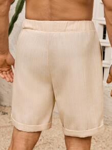 Manfinity RSRT Men's Casual Vacation Print Drawstring Waist Shorts - Beige - View 2