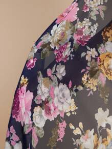 Amorya 女式优雅花卉印花拼接高开衩无袖连体裤，夏季 - 彩色 - 查看 8