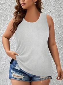 EMERY ROSE 3件套加大码女式纯色圆领背心夏季套装 - 彩色 - 查看 4