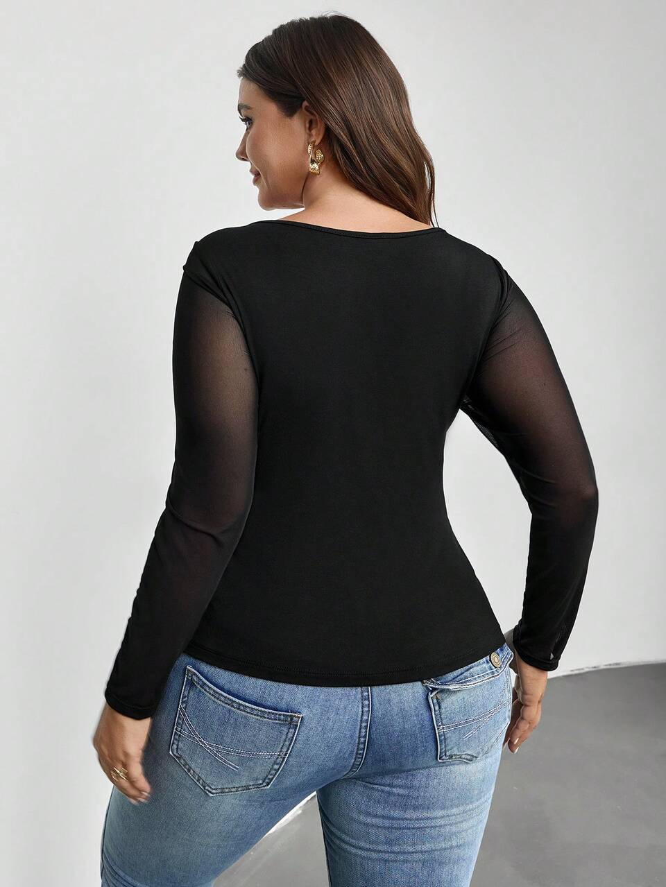 Plus Twist Front Contrast Mesh Tee Spring To Summer