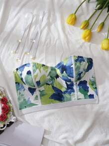 SHEIN 1pc Women's Minimalist Print Sexy Bra